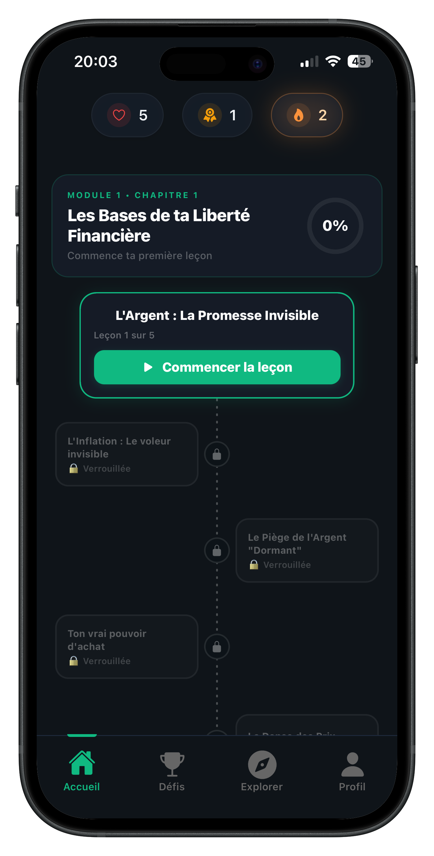 Aperçu de l'application Lifinn